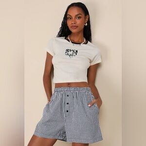 Lulus - Black and White Gingham Boxer Shorts